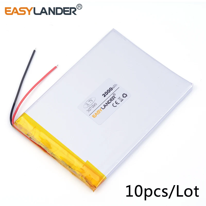 

10pcs /Lot 3.7v lithium Li ion polymer rechargeable battery 307090 2000mAh CUBE U25GT battery flat battery 2 orders 037090