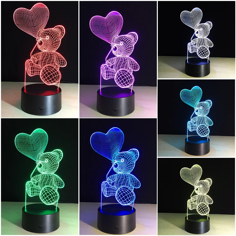 

Chaohui Baby Teddy Bear 3D USB LED Lamp Table Night Light Home Birthday Christmas Present Gifts Child Bedroom Sleeping Decor