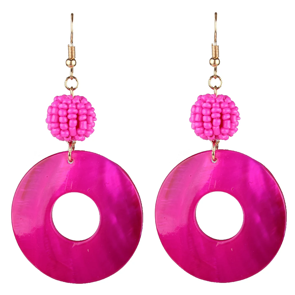 

Claire Jin Vintage Shell Earrings for Women Boho Jewelry Small Beads Ethnic Handmade Manual Drop Bohemian Earring 2019