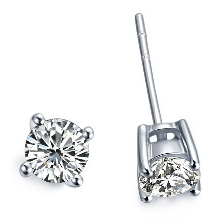 1carat Piece Synthetic Diamonds Stud Earrings For Women White