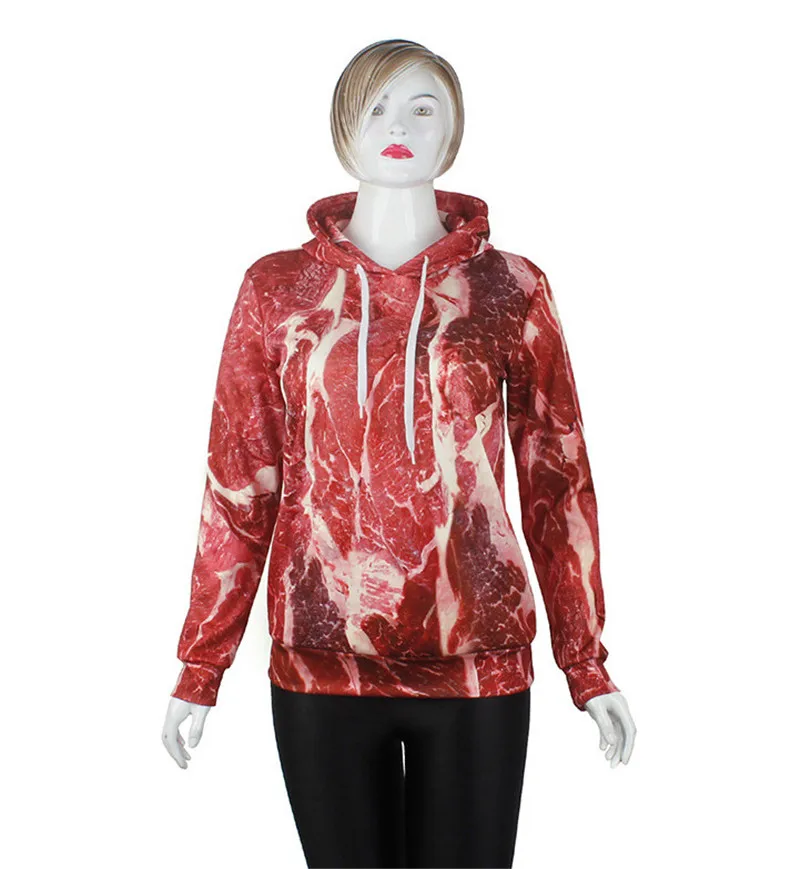 Bionic Pork pattern and Vegetable+ beef pattern 3D Digital Printing Raw Meat Hoodie Fishing Hunting Coats Jackets