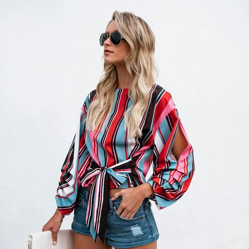 Осенняя Женская Повседневная футболка с длинными рукавами новая мода высокое