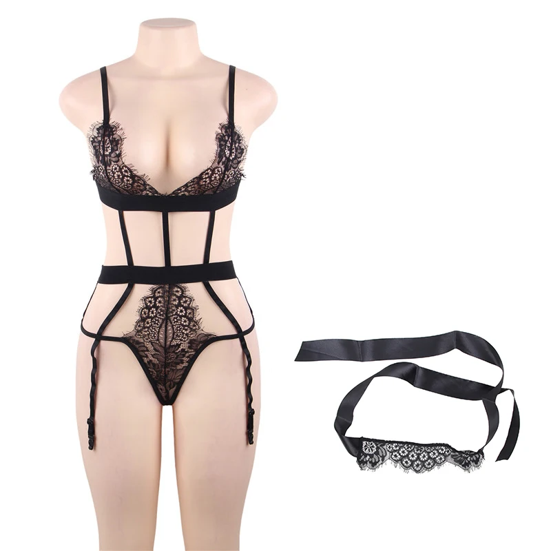 Comeondear комплект для женщин нижнее белье Кружевное боди с маской для глаз M XL 3XL 5XL открытое встык Эротическое плюшевое женское бельё RA80559