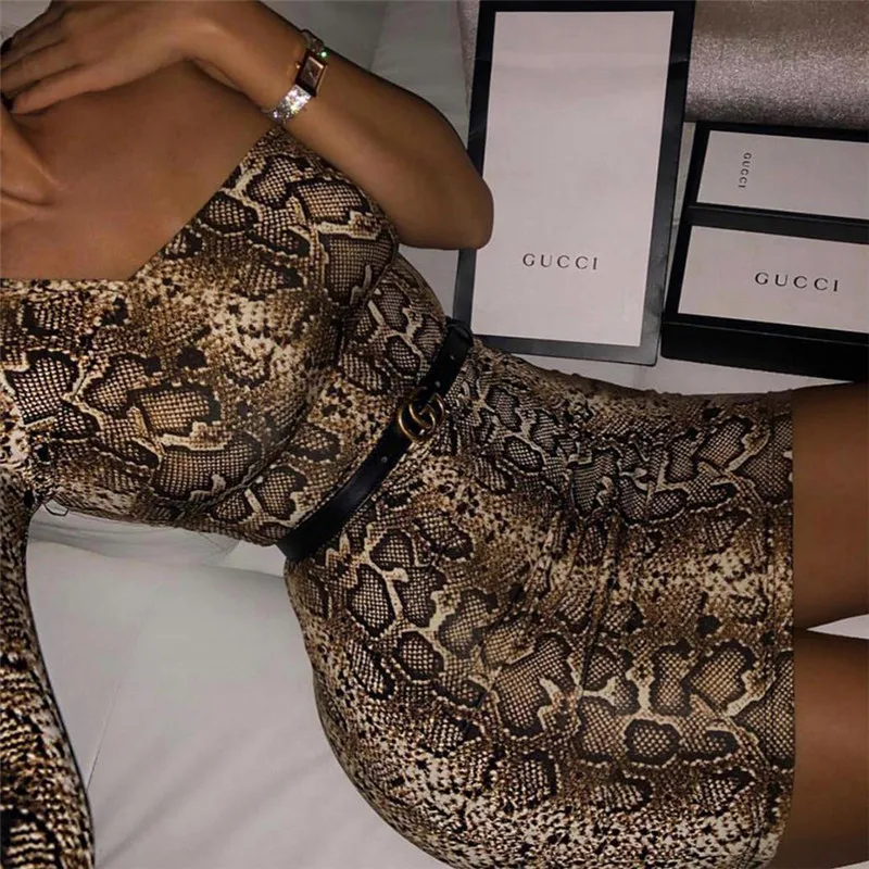 

Women Sexy Dresses Party Night Club Snake Pattern Dress 2019 New Summer Elegant Celebrity Off Shoulder Mini Bodycon Pencil Dress