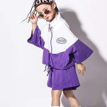 

Children's jazz dance costume girls hip hop catwalk Korean fashion children's street dance suit loose cotton children's clothes