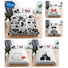 3Pcs Black White Bedding Set Mickey mouse Children Cute Duvet Cover Couple wedding Quilt Set Adult Double Bedding Sheets gift