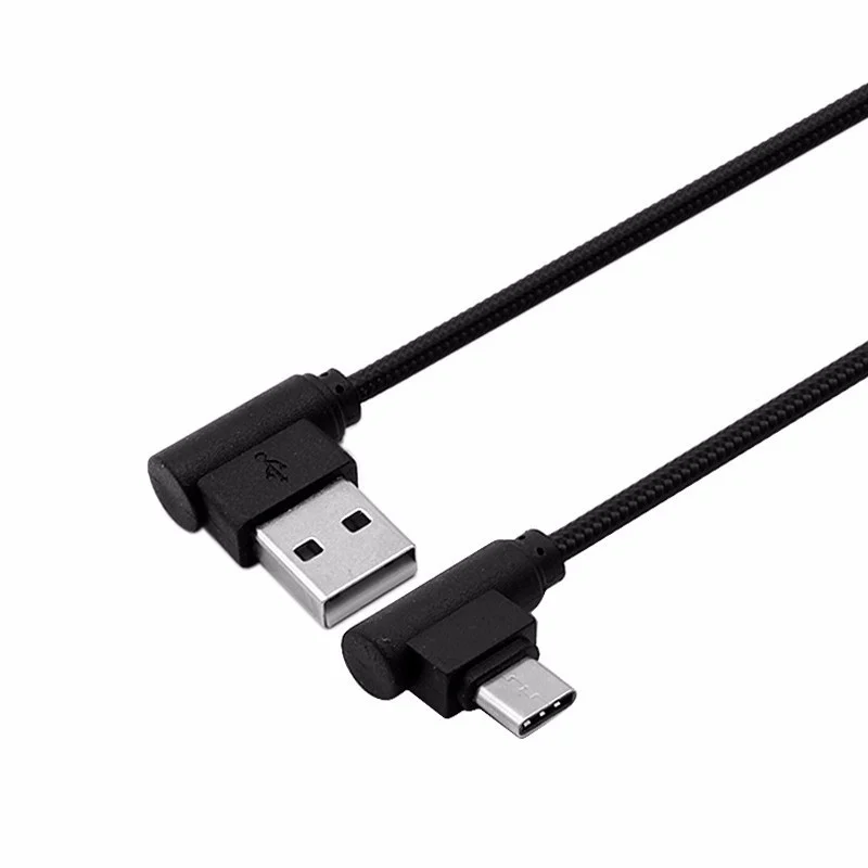 النايلون مضفر الحق زاوية 90 درجة نوع C USB 2A سريعة تهمة كبل مزامنة بيانات USB 3.1 الذكور إلى USB 2.0 نوع و كابل موصل ذكر