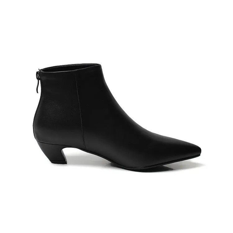 COOTELILI/ботильоны; женская повседневная обувь на каблуке; женские черные ботинки из мягкой кожи; Женские ботинки в байкерском стиле с острым носком; Botas Mujer