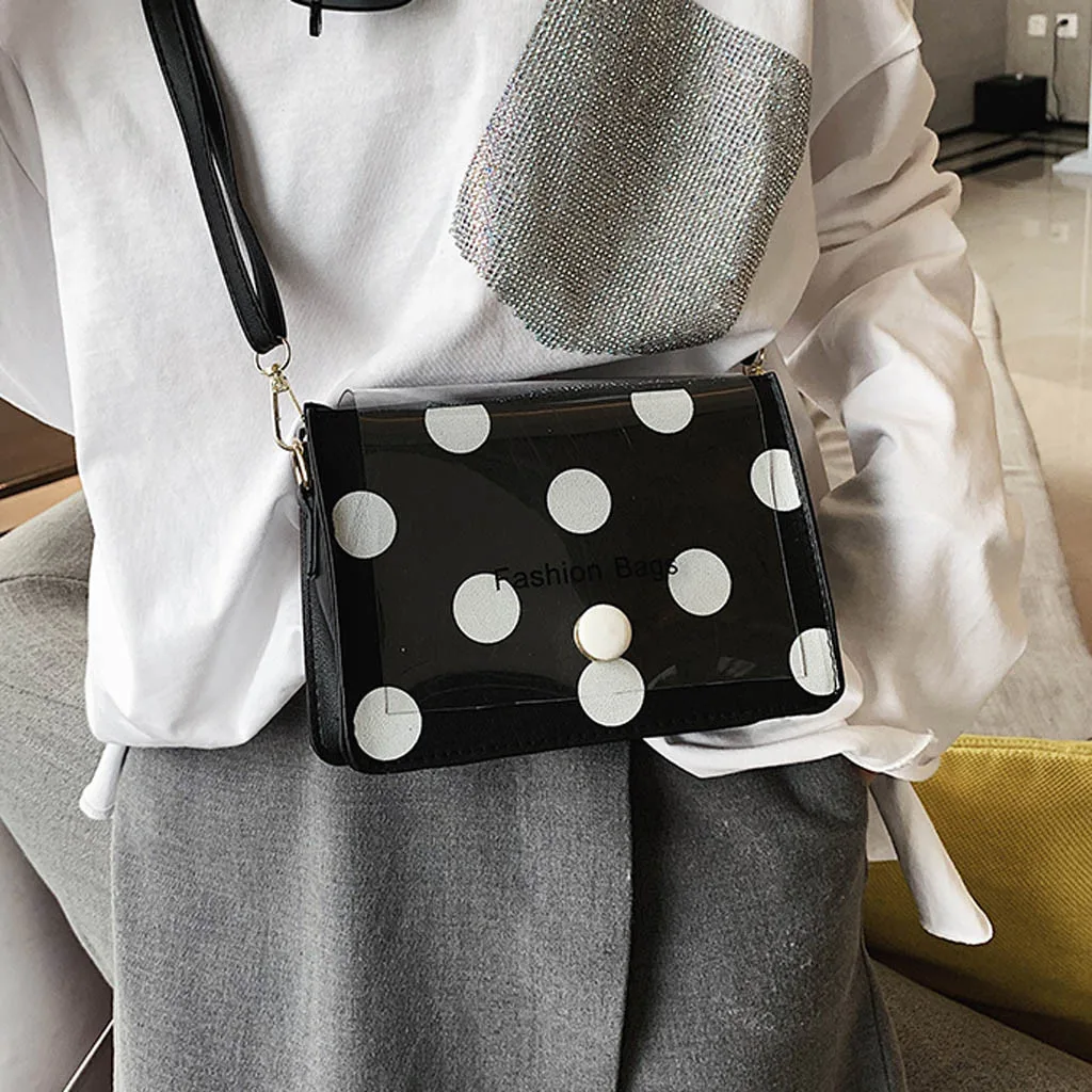 

2019 Solid Color Polka Dot Messenger Bag Women's Fashion Shoulder Bags Woman Mini Jelly Bag Learher Handbags Ladies Bolso Mujer