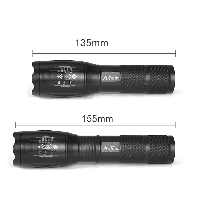 Anjoet Портативный светодиодный фонарик факел фонарик с функцией зума 8000LM CREE XM-L 2 светодиодный 5 режимов для 18650 или 3xaaa Батарея