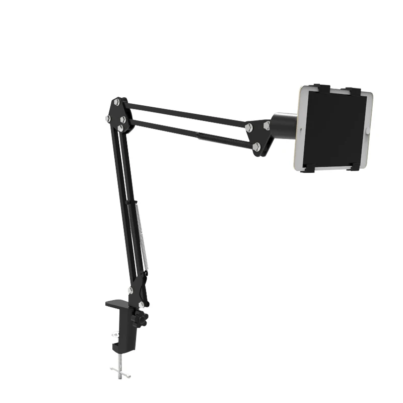 

Sturdy Aluminum Tablet Stand,Hands Free Desk Holder 360 Swivel Foldable Easy-lock Padded Telescopic Rack Mount for iPad/iphone