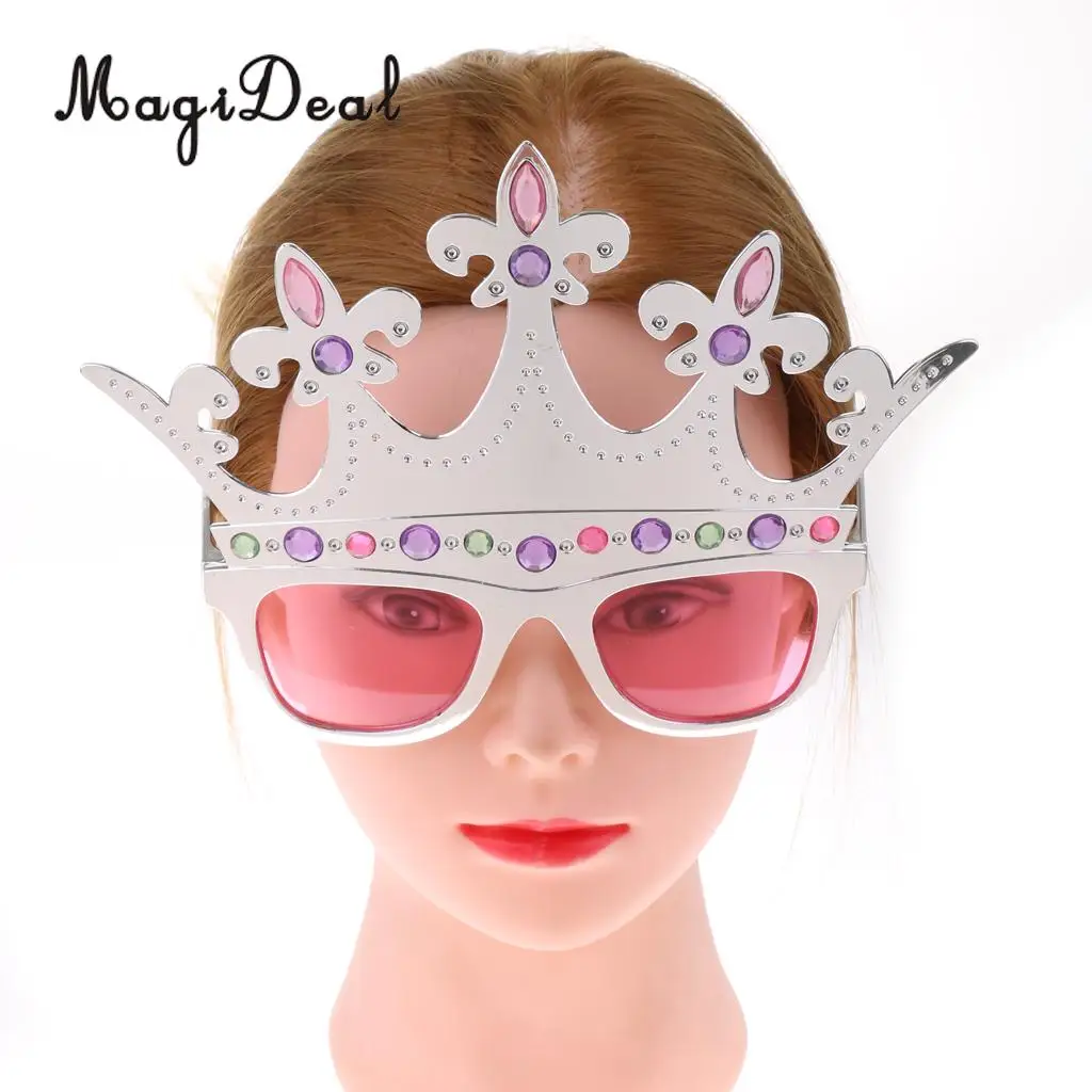 MagiDeal Fashional Silver Crown Sunglasses for Happy Birthday Tiara Glasses Fancy Dress Photo Prop Christmas New Year Party Acce