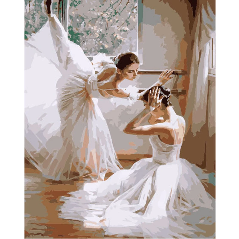 

Frameless modular Pictures DIY Digital Oil Painting By Numbers on the canvas Ballerina of the paintings on the wall 40*50cm