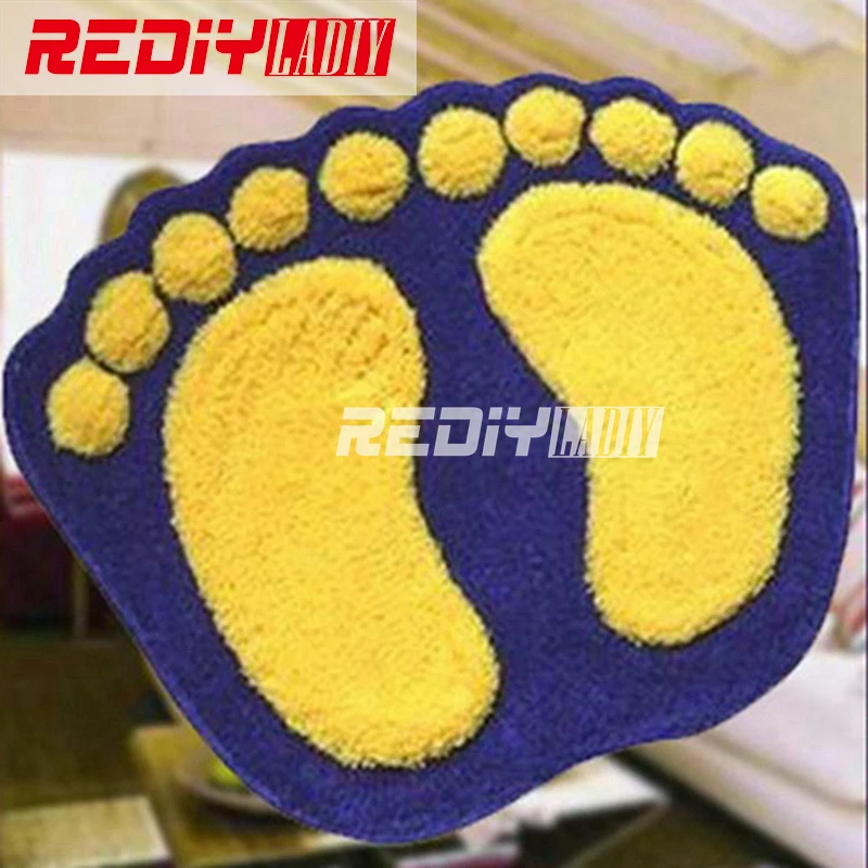 

Latch Hook Rug Crocheting Wall Tapestry Sofa Cushion Set for Embroidery Yarn Carpet Rug Yellow Footprint Home Decor Floor Mat