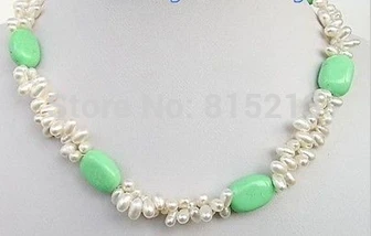 

ddh001378 SHINY White Rice Pearl & Green Turquoise Necklace 28% Discount