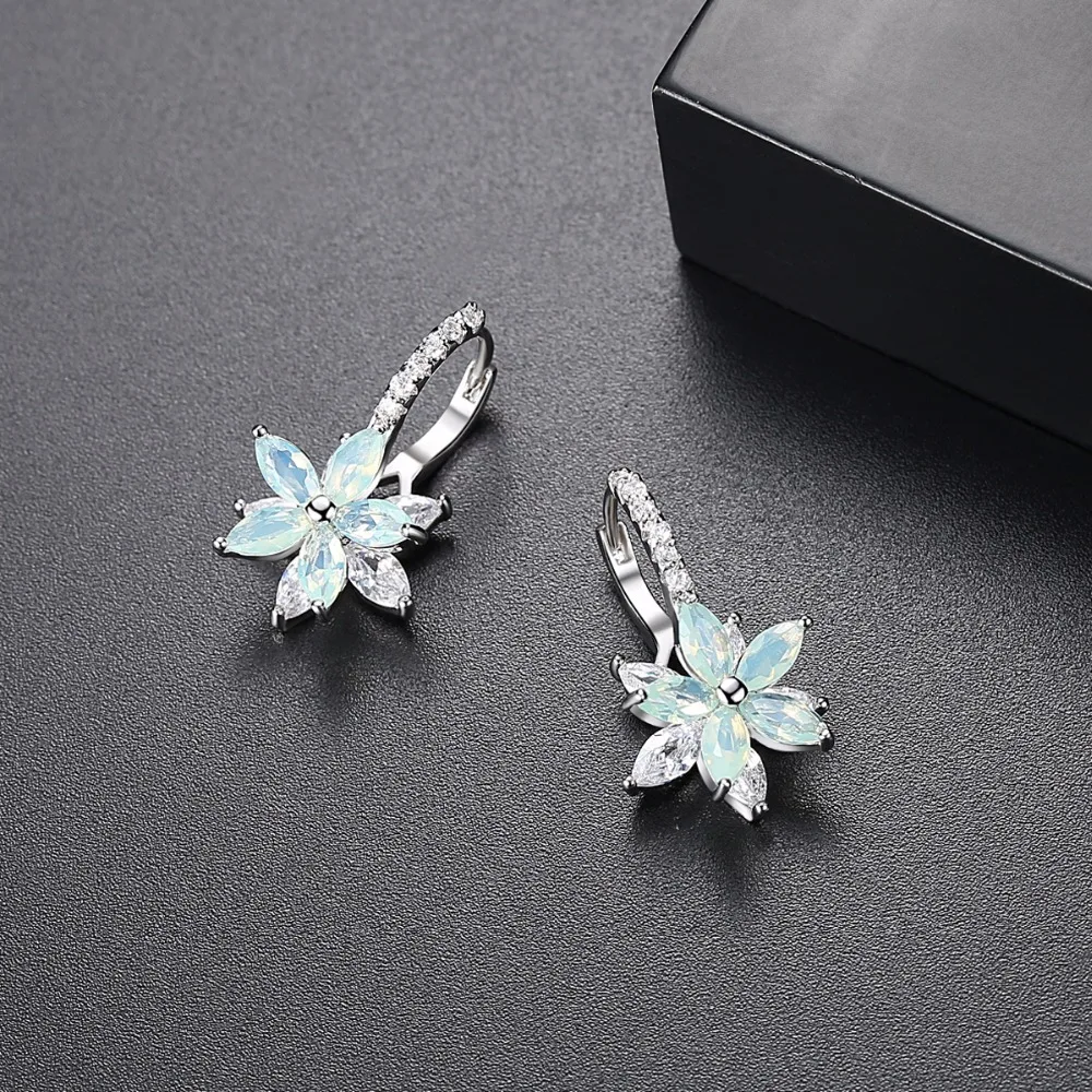LUOTEEMI Fashion Cubic Zirconia Fancy Crystal Flower Stud Earrings for Women Girls Jewellery Valentine Day Gift Bohemia Bijoux - Image 4
