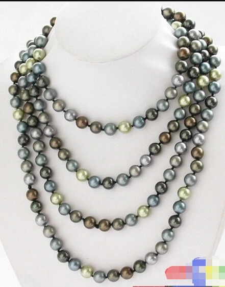 

Wholesale FREE SHIPPING >>> LUSTER 80" 10mm multicolor round SEA SHELL PEARL NECKLACE