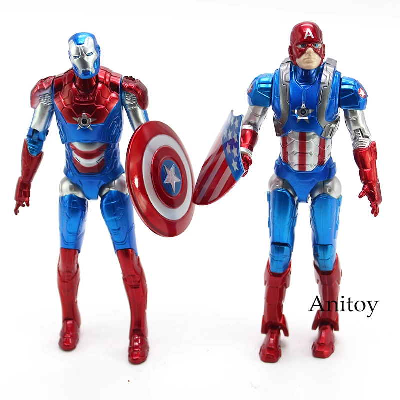 Super Heroes Captain America Dolls With LED Light PVC Action Figure Doll Toy Kids Gifts 2pcs/set