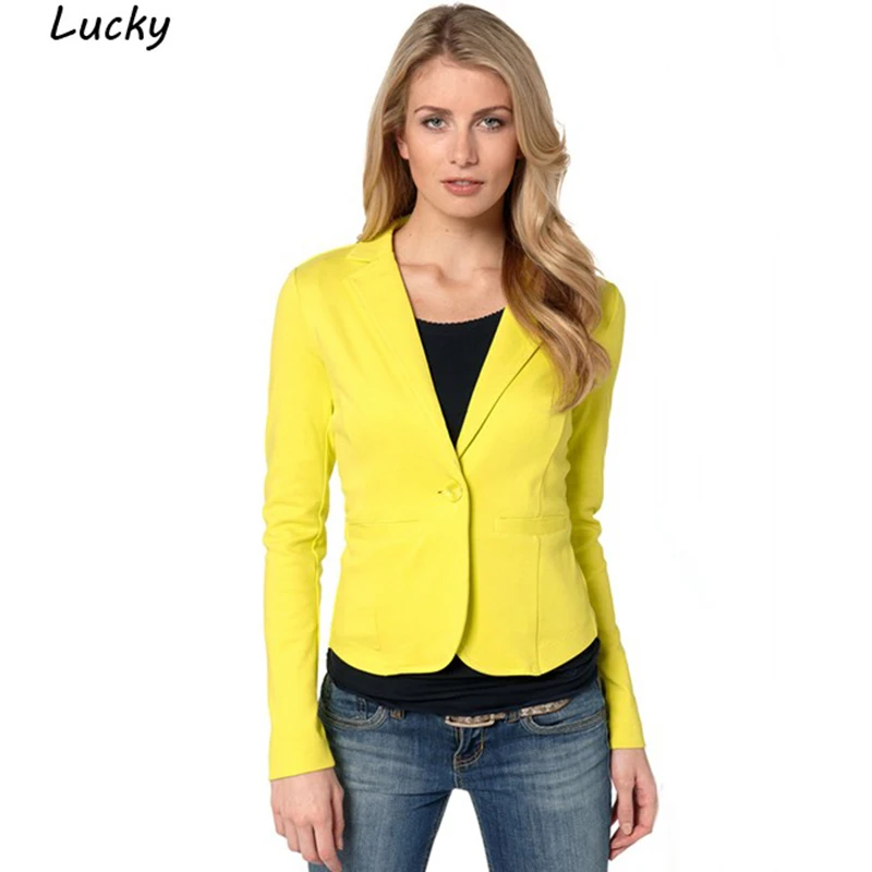 casual autunno primavera manica lunga turn-down Collar Slim casual Solid color Blazer nero Nero L donne Blazer