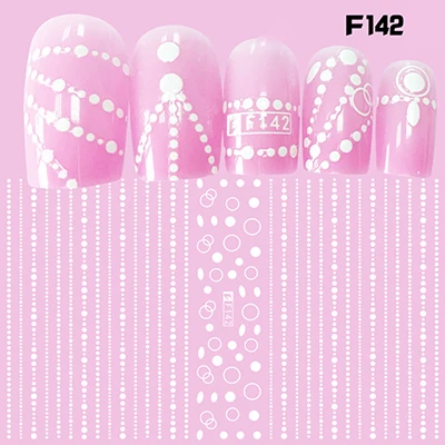 Самоклеющиеся наклейки для ногтей серии F, 12*7,5 см, наклейки для ногтей с цветами, наклейки для дизайна ногтей, украшения для маникюра - Цвет: F142 white