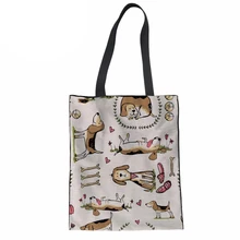 Сумки для девочек, ручная работа, 12 унций, чистый хлопок, для покупок, школьные книги, сумка для путешествий, с принтом Бигл, женская сумка