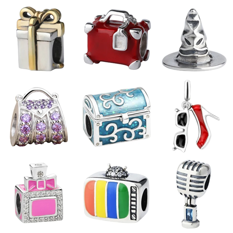 SG 925 Sterling silver Bead shoes perfume bottle handbag Gift box hat