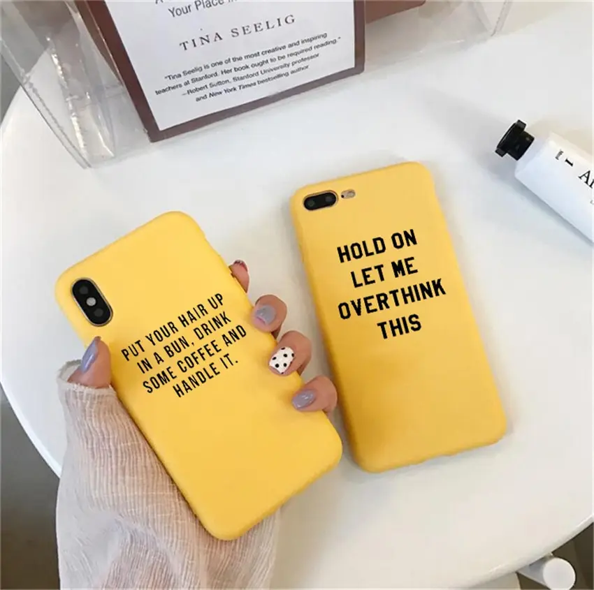 Hang on Let me overthink this phone Case For iPhone 7 Plus XS Letter Quote Phone Cover case For iPhone 6S 8 6 Plus XS Max Case
