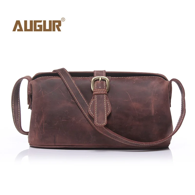 

AUGUR New Arrived Fashion Genuine Leather Messenger Bags Crazy Horse Leather Shoulder Bags Vintage Commuter Shoulder Bags 203#