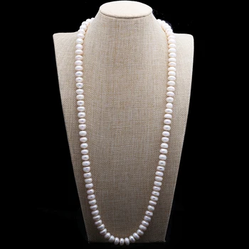 

Design 10-11mm 82 cm white freshwater pearl large steamed bread round beads pearl necklace sweater chain fashion jewelry