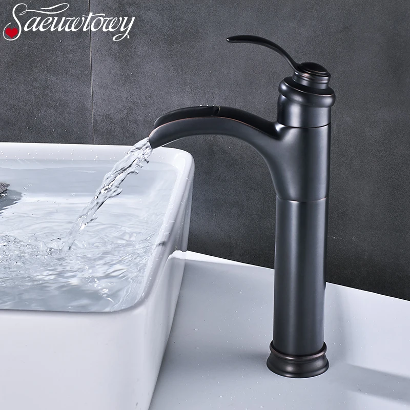 

Waterfall ORB Bathroom Basin Faucet Single Handle Faucets Hot and Cold Water Mixer Faucet Wide Outlet