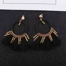 Pendientes con Clip de borla para mujer, pendientes largos de estilo bohemio de moda para fiesta de boda, flecos vintage, joyería barata para regalo