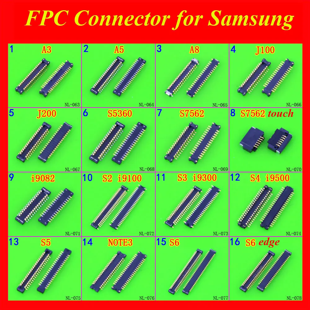 Chenghaoran 16 Modelli Connettore Fpc Display Lcd Per Samsung Galaxy S2 S3 S4 S5 S6 S6 Bordo/Note 2 3 4 5 Flex Cavo