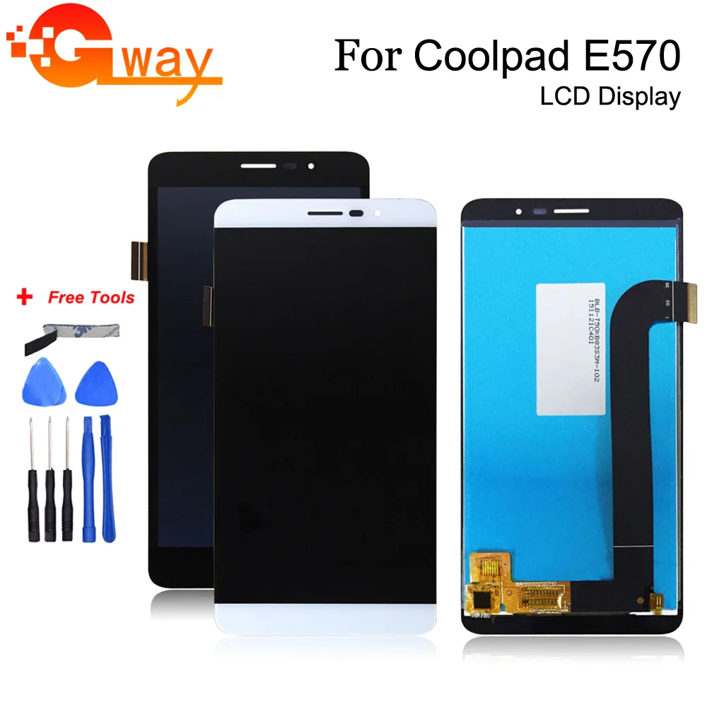 

For 5 inch Coolpad Porto S E570 LCD Display and Touch Screen Screen Digitizer Assembly Replacement For Coolpad E570+Free Tools