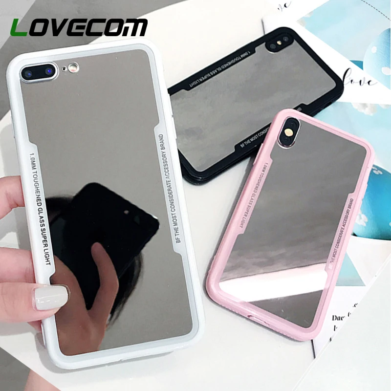 

LOVECOM Cool Girl Luxury Makeup Mirror TPU Phone Case For iphone X XS MAX XR 6 6S 7 8 Plus Silicone Airbag Shockproof Back Cover