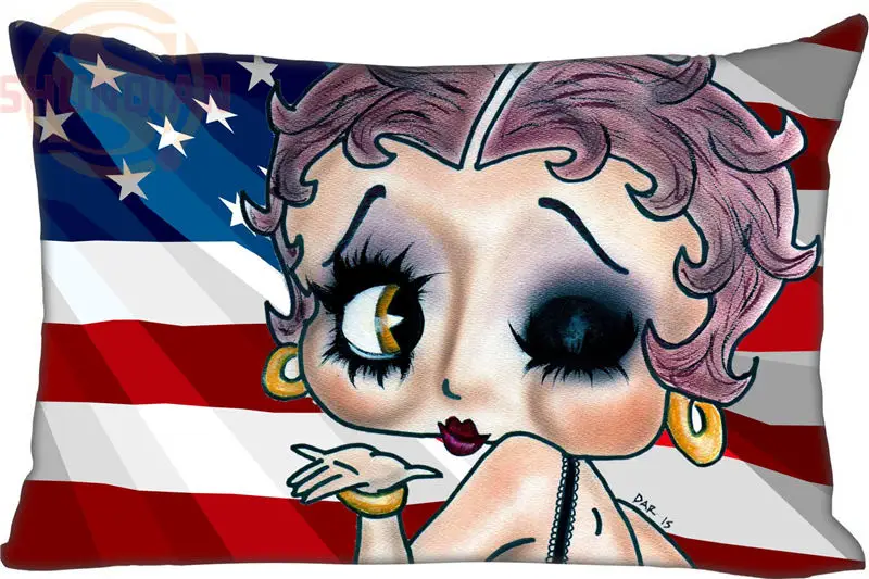 Заказная наволочка Betty Boop прямоугольная молния подушка из полиэстера и хлопка размер крышки 45x35 см(с одной стороны) печать - Цвет: 24 Pillowcase