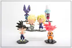 Аниме 12-14 см 6 шт./компл. Dragon Ball Супер Saiyan Сон Гоку Whis Beerus Go ПВХ фигурка Коллекционная модель игрушки куклы подарок