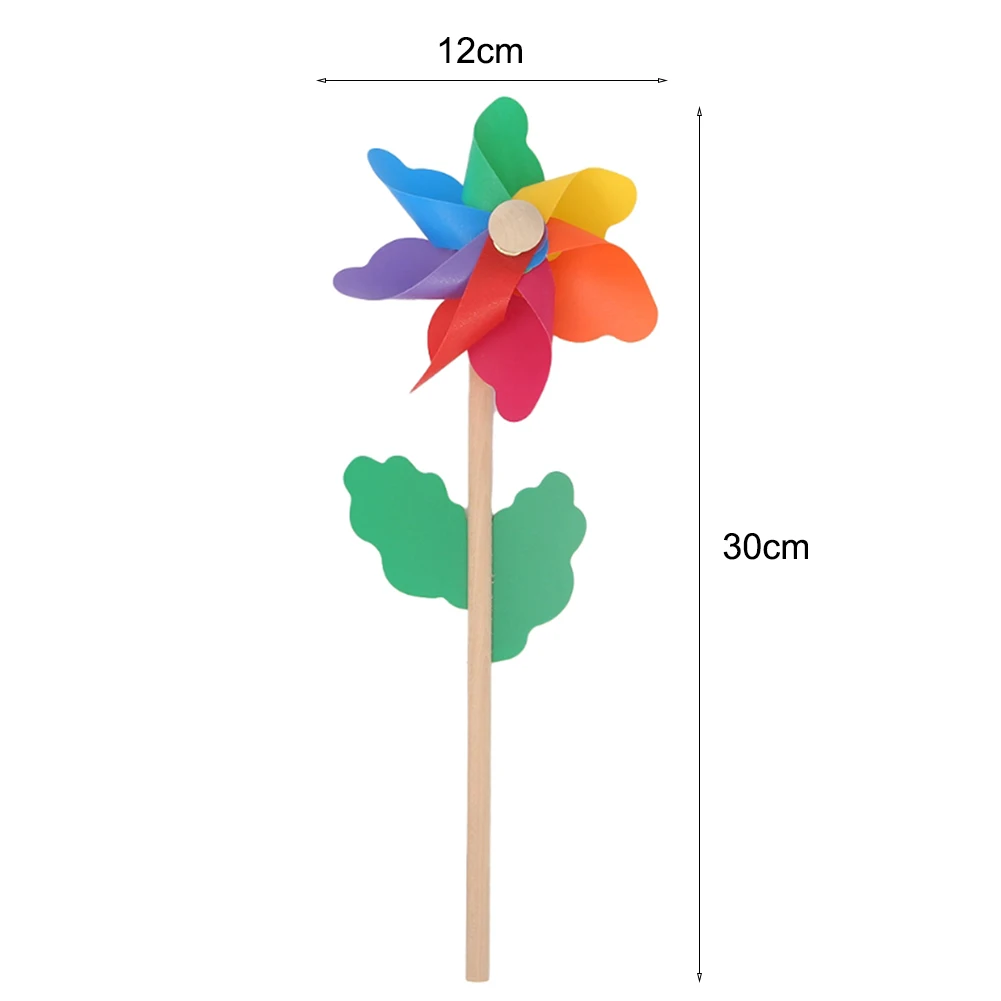 

5Pcs/Set Wind Spinner Simple Four Colors Windmill Pinwheel Wooden Pole Garden Decoration Kids Children Toys Wheel 12cm Outdoor