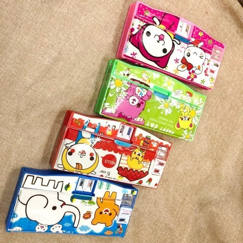 

double faced pencilcase automatic Multifunctional stationery box plastic pencil case box school supplies material escolar