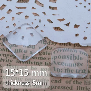 

Hot Sale Clear Square Cabochon Glass Dome Tile Seals 15*15 mm For Photo Craft Jewelry Make, 50 pcs/pack-C3701