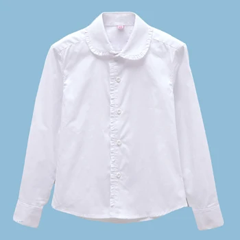 

Girls White Shirts for Kids Casual Solid Long Sleeve Blouse Preppy Style School Uniform Teenager Clothing Wedding Party Vestidos