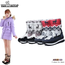 Лидер продаж; женские зимние ботинки; коллекция года; модные зимние ботинки с цветочным принтом; нескользящие и водонепроницаемые