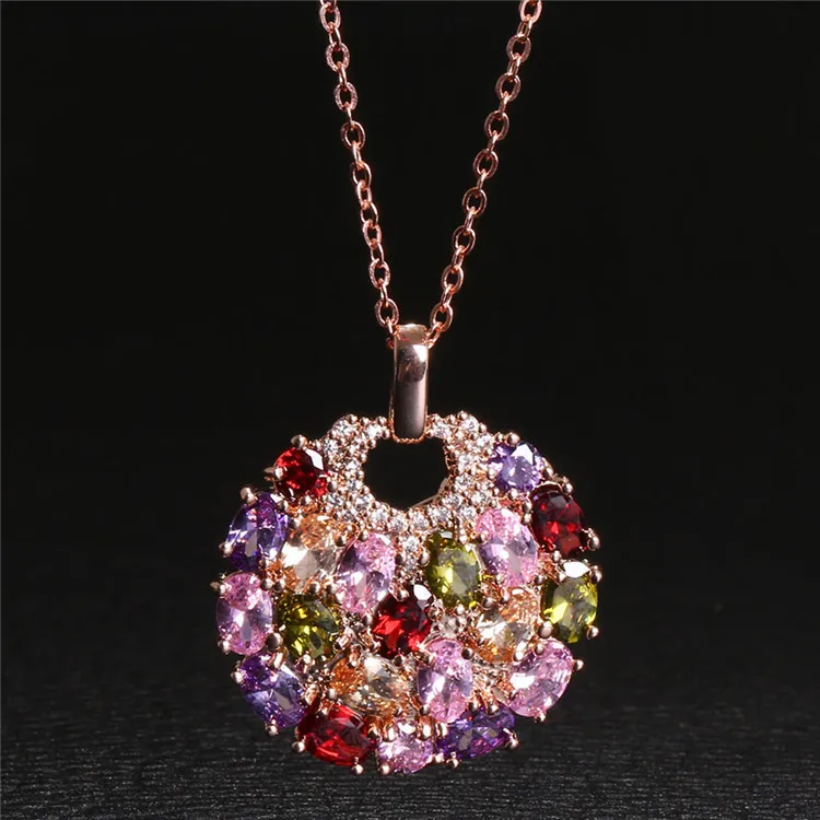 

Fashion Jewelry Crystal from Swarovski Mona Lisa Colored Zircon Pendant Round Flower Moon Round Necklace Woman Wedding jewelry