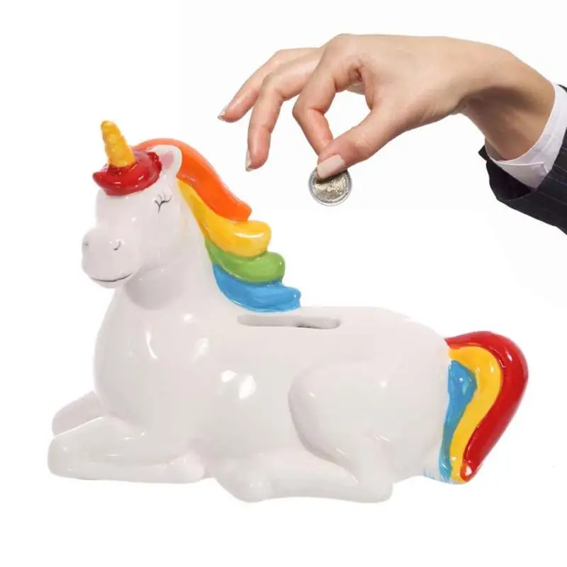 Rainbow Unicorn Ceramics Piggy Bank Unicorn Money Box Coin Box for