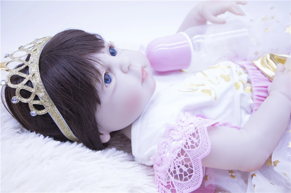 23 Inch Reborn Baby Girl Doll Full Silicone Body 57 cm Lifelike Baby Toy For Sale Kids Birthday Gift fashion Presente bath toy