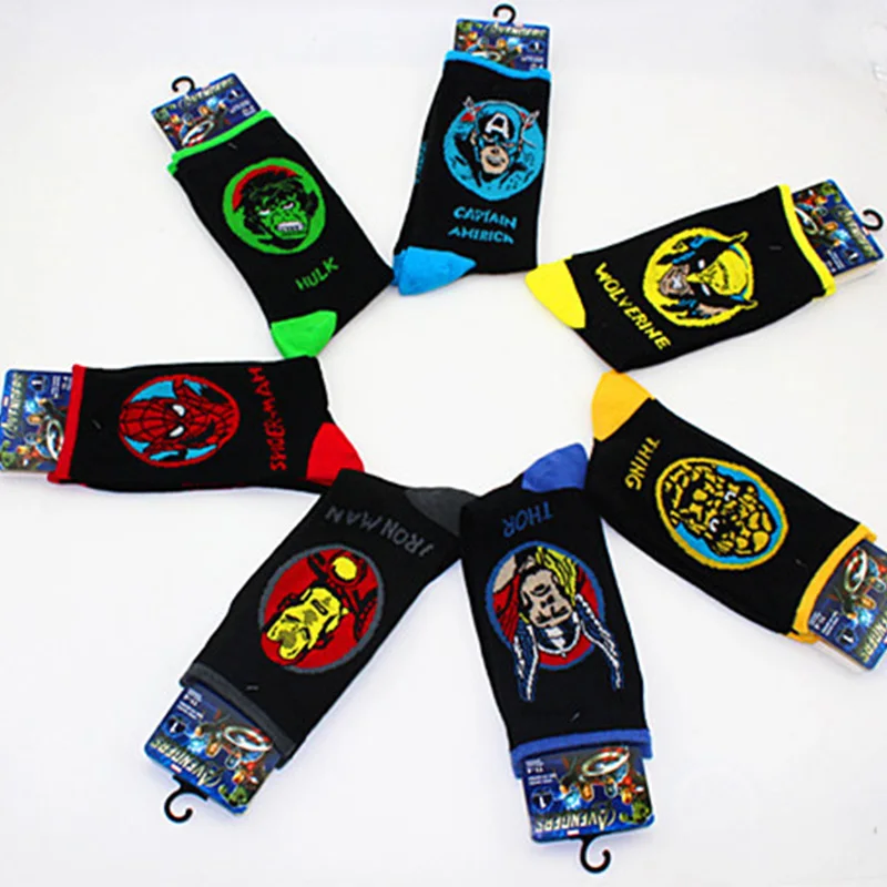 

Avengers Marvel cartoon socks Batman superman Joker Raytheon Fashion sock novelty Funny Casual men sock Spring Summer socks Hot