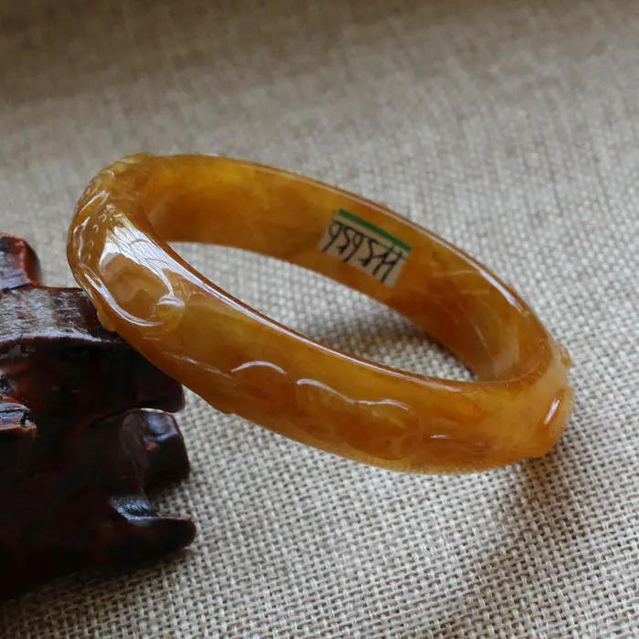

A5656 Chinese Hand-carved Emerald Brown stoneite stone Gems Bracelet Bangle 57mm 10.20 40