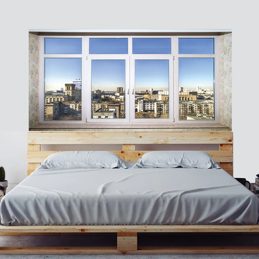3d Town Scenery Fake Windows Headboard Stickers Sofa Background Wall Sticker Living Room Home