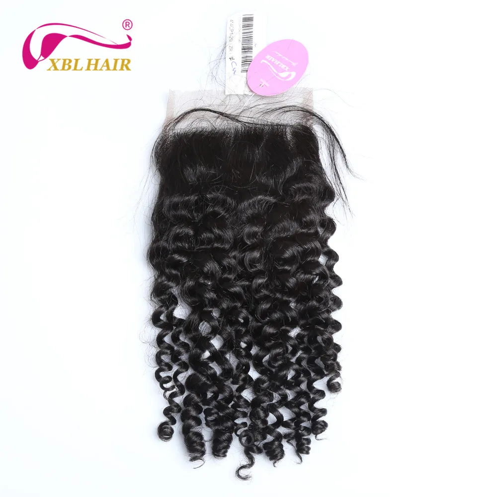 XBLHAIR Curly Lace Closure With Baby font b Hair b font Free Part Natural Color 130