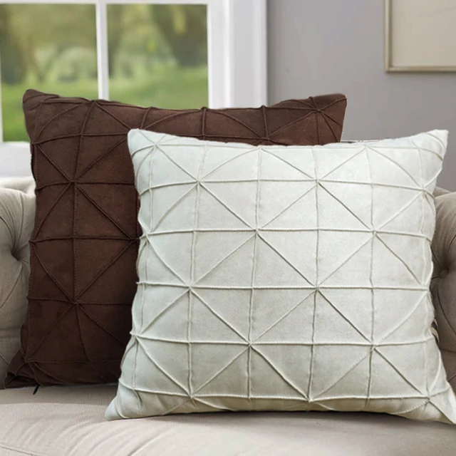 Cilected Beige Brown Blue Grey Suede Cushion Pillow Case Modern Cilected Beige Brown Blue Grey Suede Cushion Pillow Case Modern Decorative Plaid Waist