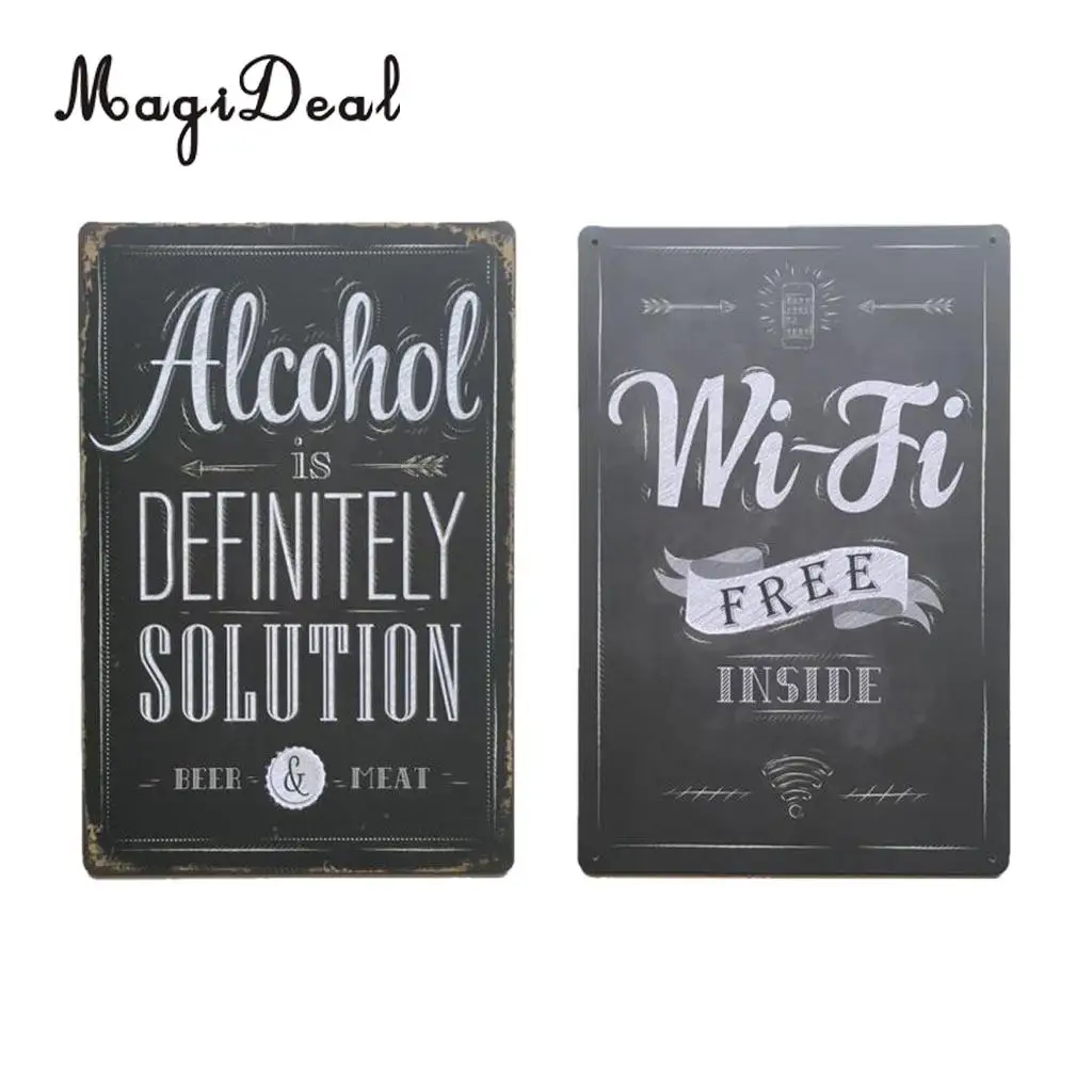 2pcs Vintage Style Metal Signs Wall Art Decor Decorative Retro Slogan